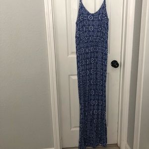 Navy blue and white maxi dress